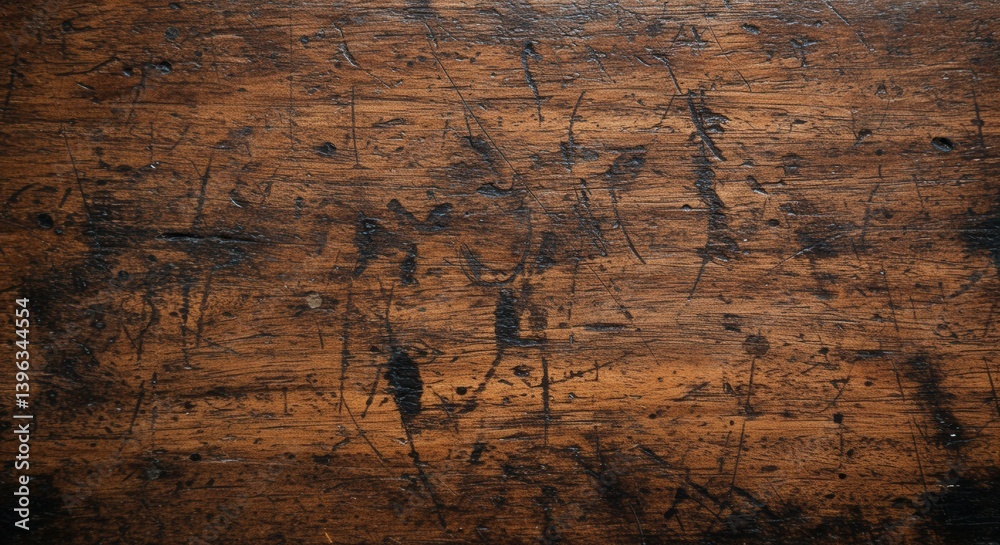 Fototapeta premium Rustic wood surface showing aged texture with scratches and marks
