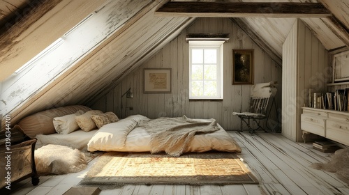 Rustic Attic Bedroom:  Cozy and Charming Loft Space Design photo