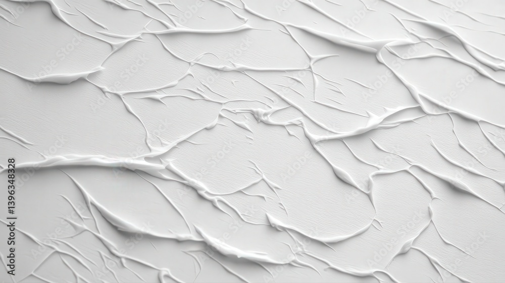 Abstract White Impasto Texture: Close-Up View of Dynamic Brushstrokes