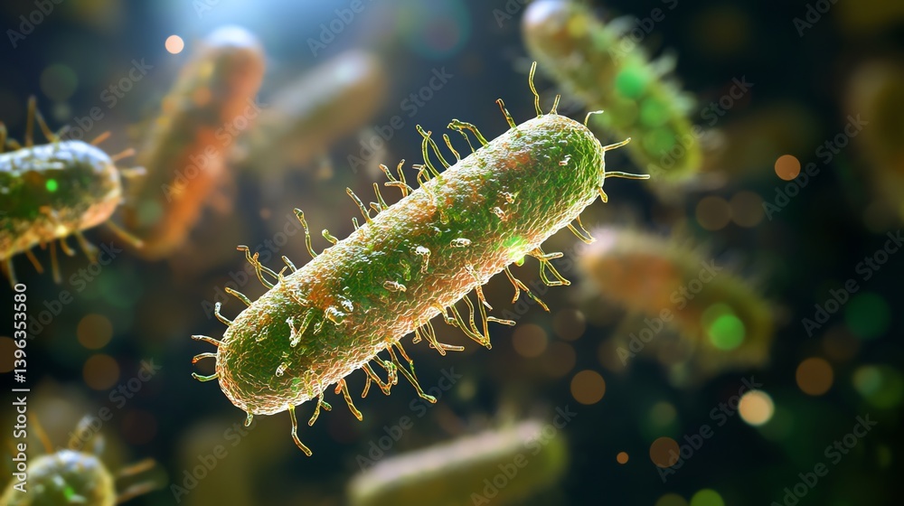 Fototapeta premium Viewing Legionella Bacteria Under Microscope Shows Details of Microorganism