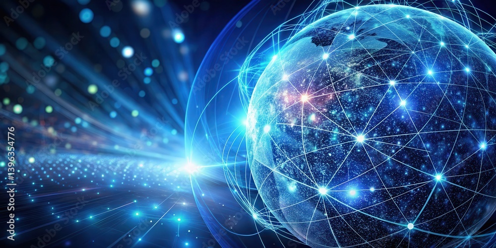 Obraz premium Global Network Connections A Futuristic Visualization of Interconnected Systems and Data Streams