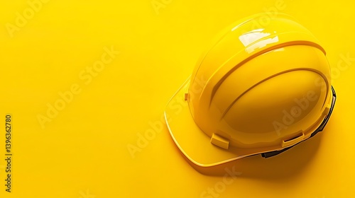 Yellow construction helmet on a yellow background with space for messaging.