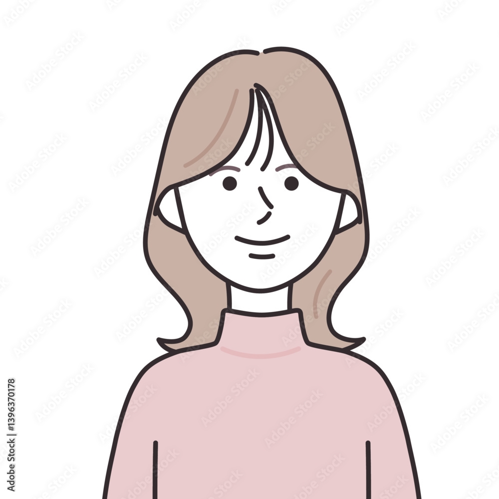 タートルネックを着たミディアムヘアの女性