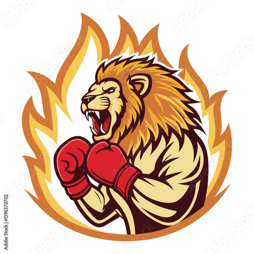 Design a bold, vector illustration of a roaring MMA lion, masculine and fierce, using strong, impactful strokes.