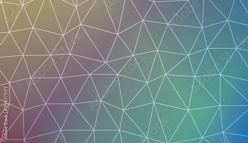 Triangles mosaic cover. For flyer, screen, business presentation. Vector illustration. Blur Sweet Dreamy Gradient Color Background.