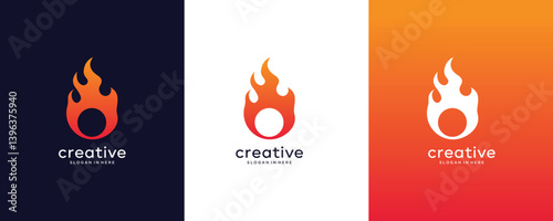 flame, initial letter O fire vector design logo inspiration 