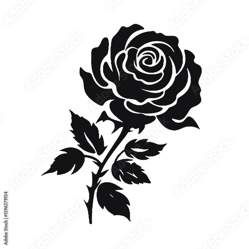 Rose Flower Silhouette – Elegant Floral Vector Illustration