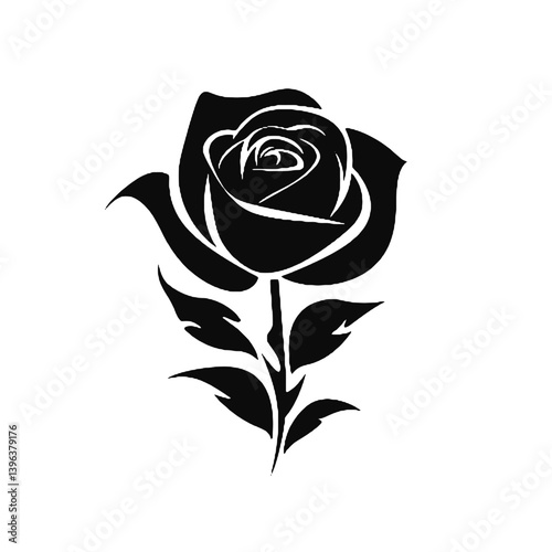 Rose Flower Silhouette – Elegant Floral Vector Illustration