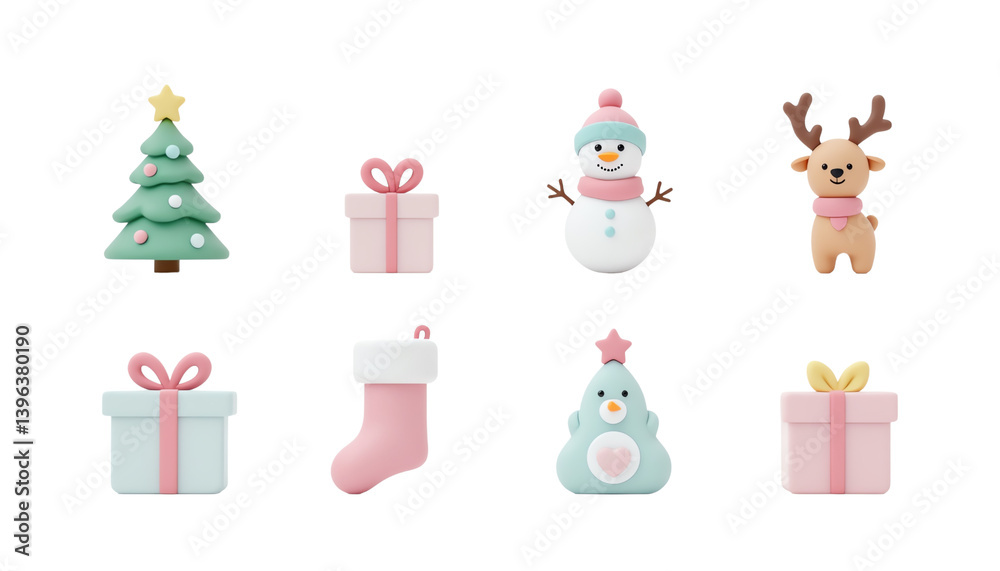 Fototapeta premium Christmas decorations, white isolate background