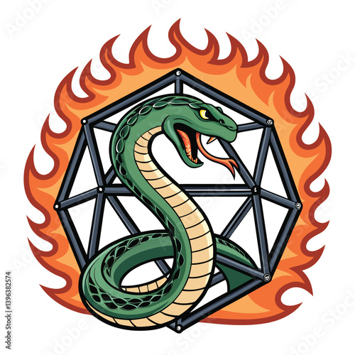 Design a bold, vector illustration of an MMA fighter's snake wrapped around a fist, emphasizing powerful lines and dynamic movement.