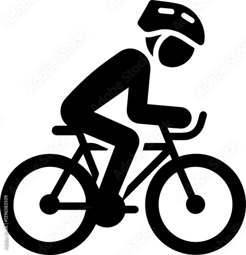 
Bicycle - Cyclist Icon in Silhouette Style