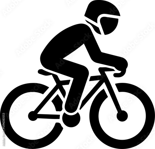 
Bicycle - Cyclist Icon in Silhouette Style