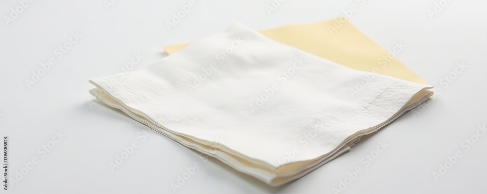 Obraz premium Close up of single paper napkin on white surface, disposable, hygiene