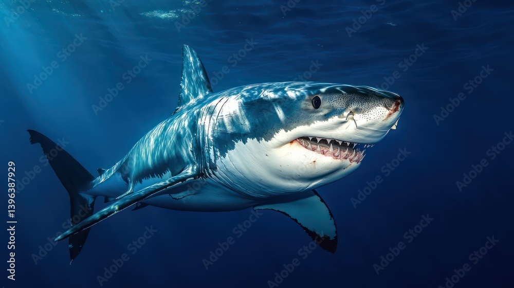 Fototapeta premium Great white shark underwater predator