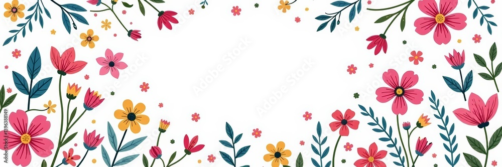 Doodle flower pattern with pastel colors on a white background, kawaii, hand drawn Doodle flower pattern with pastel colors on a white background, kawaii, hand drawn