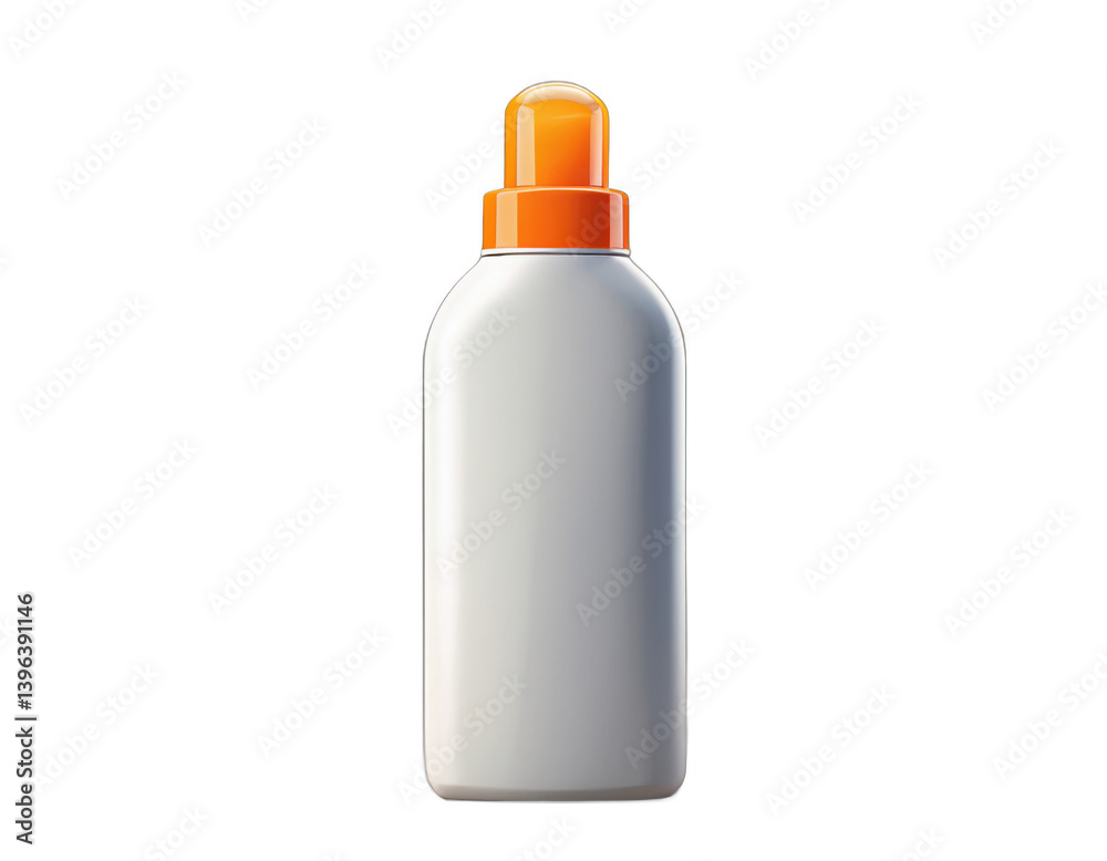 White bottle with orange top isolated on a white transparent background. Simple design. White bottle with orange top isolated on a white transparent background. Simple design.