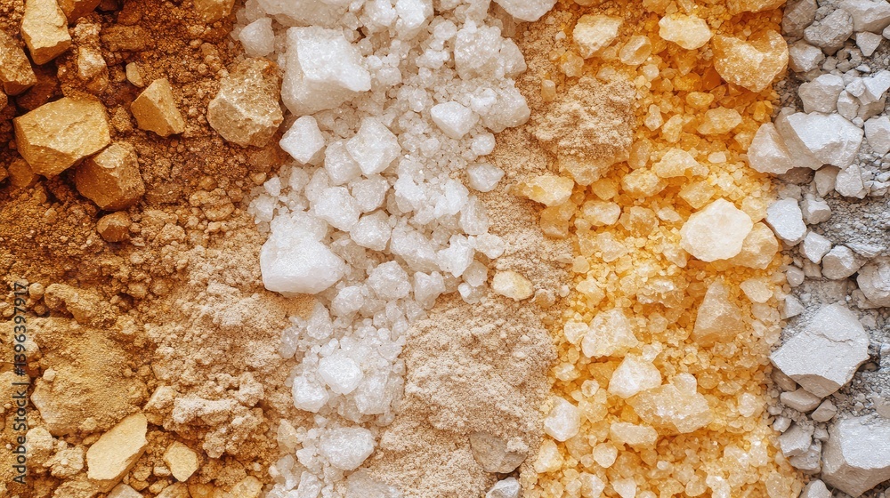 A close-up of different construction aggregates, including quarry dust and gravel. A close-up of different construction aggregates, including quarry dust and gravel.