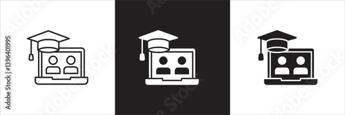 Business education icon. Business economy bachelor icons. Educated employee symbol. Icon symbol compatible for management, idea, scholar, scholarship, learning, study. Vector illustration