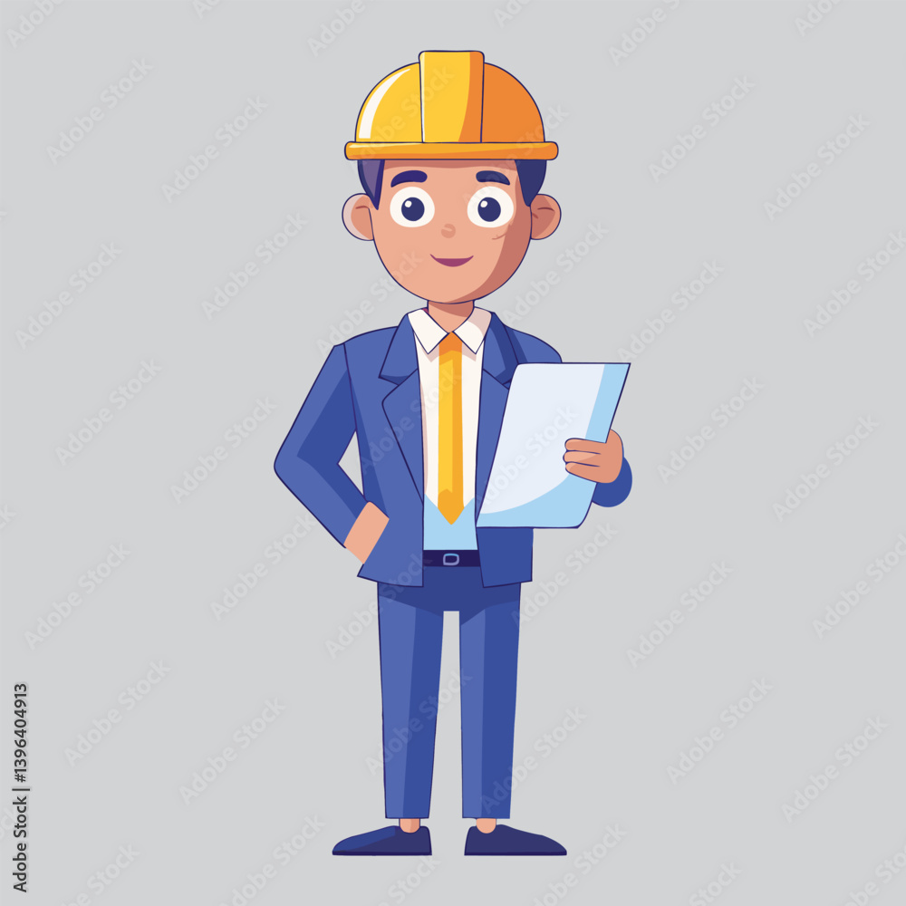 cartoon builder with a clipboard cartoon builder with a clipboard