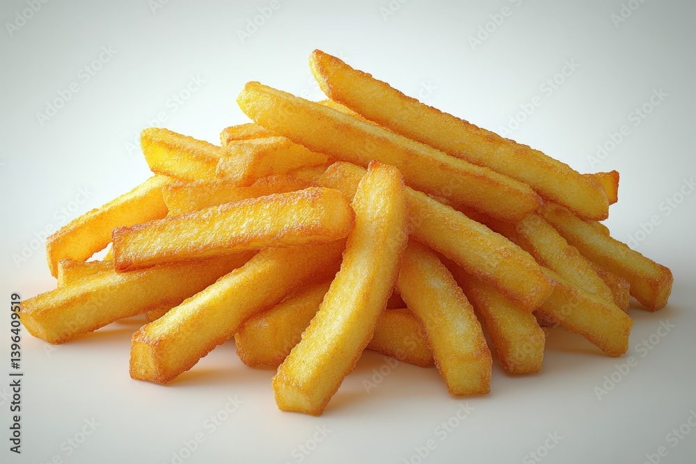 Golden, crispy french fries piled high, ready to eat Golden, crispy french fries piled high, ready to eat