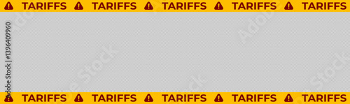 Tariffs Warning Border Frame With Caution Icons On Transparent Background, Ideal For Trade Restrictions And Economic Alerts. Vector Illustration.