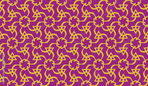 Curved line in triangles style. Vector illustration. Purple orange color. For interior wallpaper, smart design, fashion print. Seamless