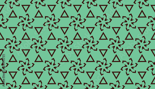 Template with geometric pattern. Vector illustration. Triangles style. Green, chocolate color. Seamless