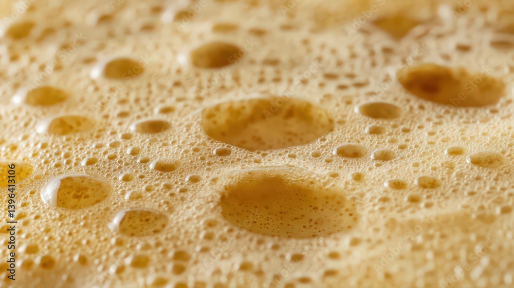 Beige Foam Texture with Varied Bubbles Close-Up Beige Foam Texture with Varied Bubbles Close-Up