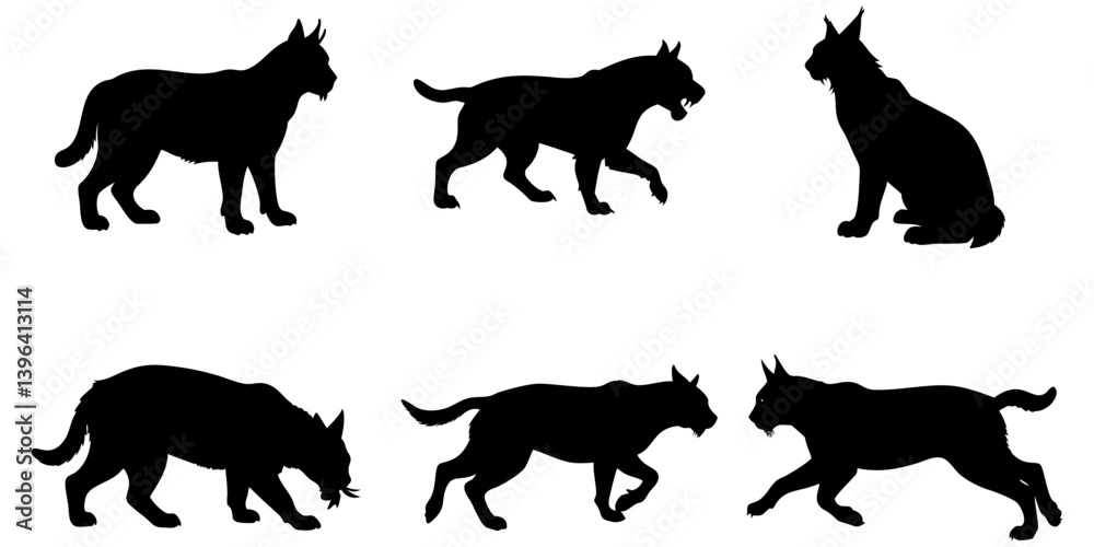 Fototapeta premium Lynx Collection Black Silhouette Vector Design