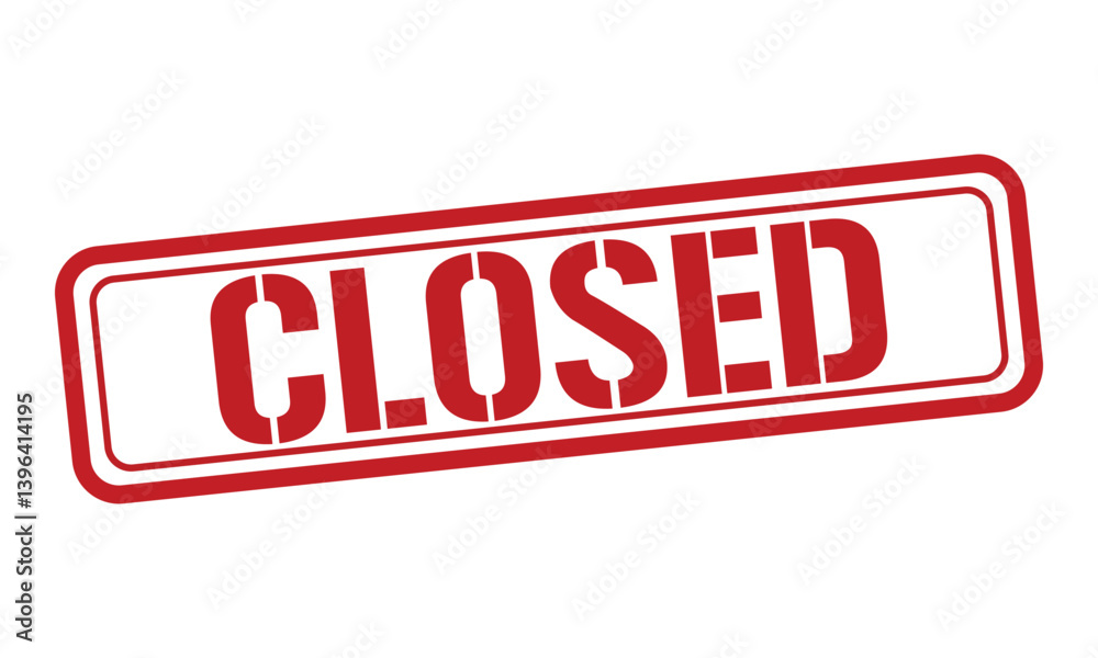 Fototapeta premium CLOSED red stamp text vector, rubber stamp