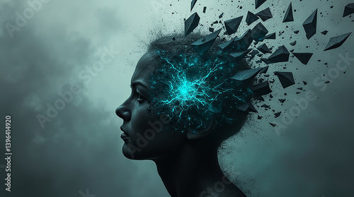 Abstract Fragmented Mind Symbolizing Anxiety