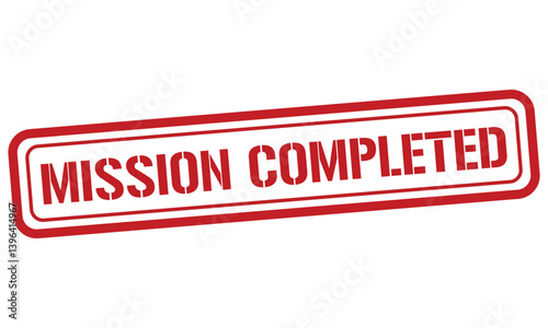 MISSION COMPLETED red stamp text vector, rubber stamp