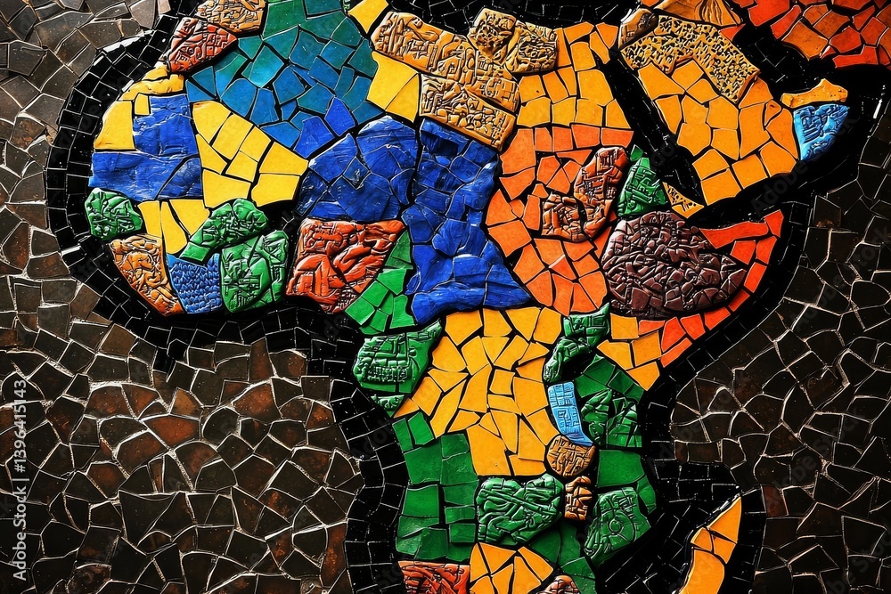 Black history illustrated through an intricate map of Africa.