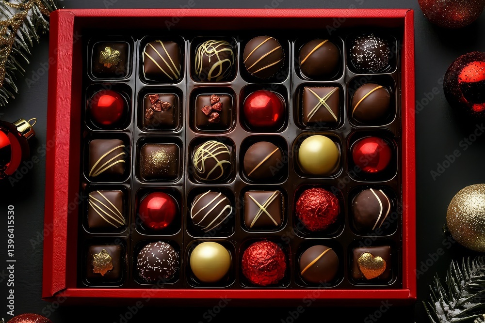 Beautifully presented holiday candy box, perfect for gifting or sharing.
