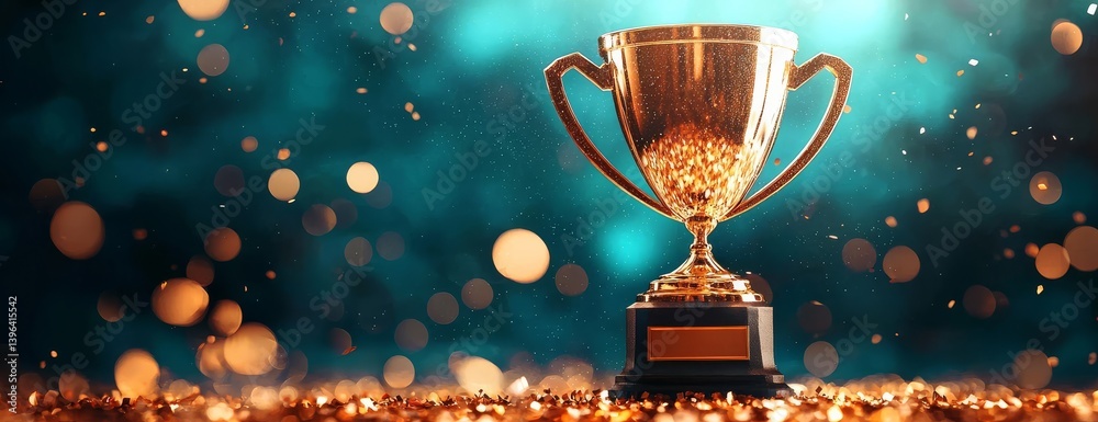 Captivating bokeh background enhancing the beauty of the winner trophy.