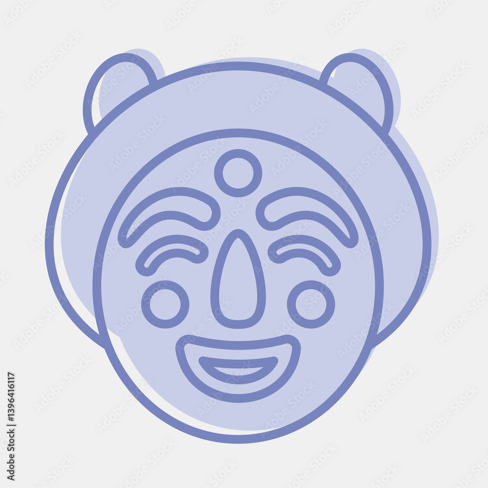 Icon traditional mask. South Korea elements. Icons in two tone style. Good for prints, posters, logo, advertisement, infographics, etc. Icon traditional mask. South Korea elements. Icons in two tone style. Good for prints, posters, logo, advertisement, infographics, etc.