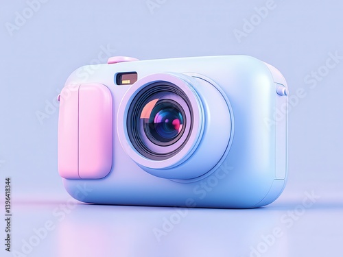 Cute Pastel Pink and Blue Toy Camera 3D Render