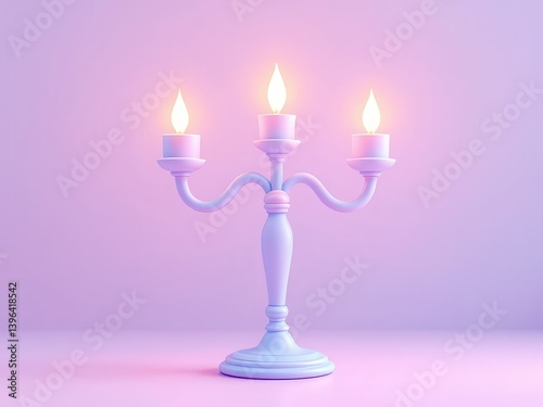 Whimsical Pastel Twisted Candelabra with Lit Candles 3D Render