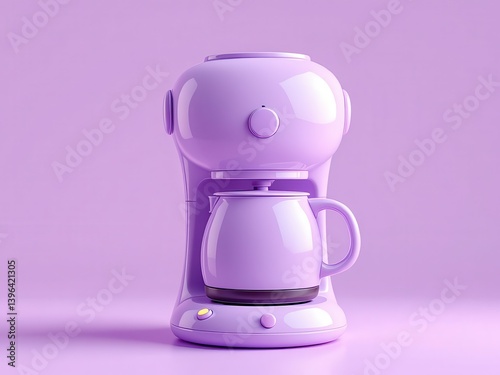 Cute Pastel Coffee Maker with Coffee Pot 3D Render