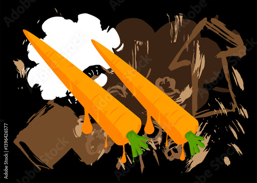 Carrot graffiti. Abstract modern street art decoration performed in urban painting style.