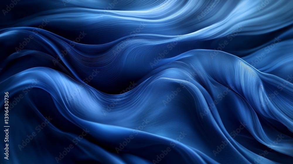 Obraz premium Abstract Blue Swirls: A Serene Digital Artwork