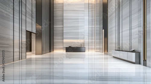 Elegant office lobby with a high-tech aluminum and glass door system for secure access.