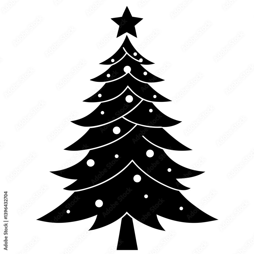 Obraz premium Christmas Tree Vector Silhouette | Holiday, Winter, Festive Clipart