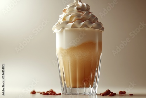 Iced coffee drink with whipped cream and spice topping