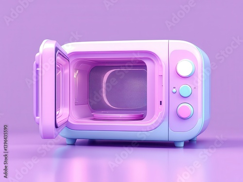 Cute Pastel Mini Microwave Oven 3D Render