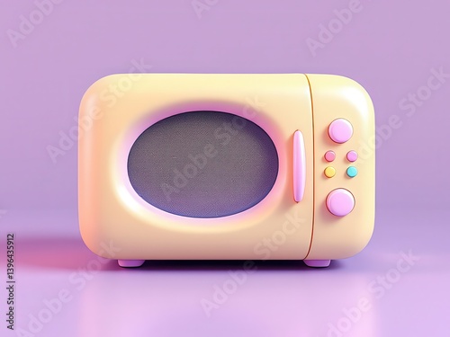 Cute Pastel Mini Microwave Oven 3D Render