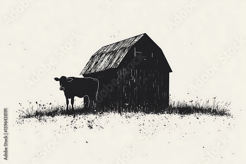 Farm Scene Silhouette