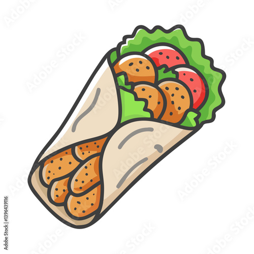 falafel wrap icon, falafel wrap vector illustration-simple illustration of falafel wrap, perfect for falafel wrap logos and icons