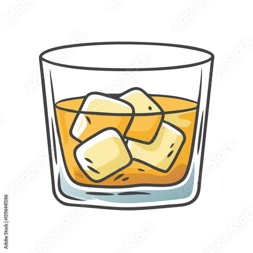 glass of whiskey on rocks icon, glass of whiskey on rocks vector illustration-simple illustration of glass of whiskey on rocks, perfect for glass of whiskey on rocks logos and icons