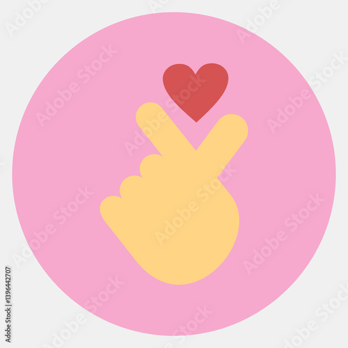 Icon heart symbol with finger hand. South Korea elements. Icons in color mate style. Good for prints, posters, logo, advertisement, infographics, etc.